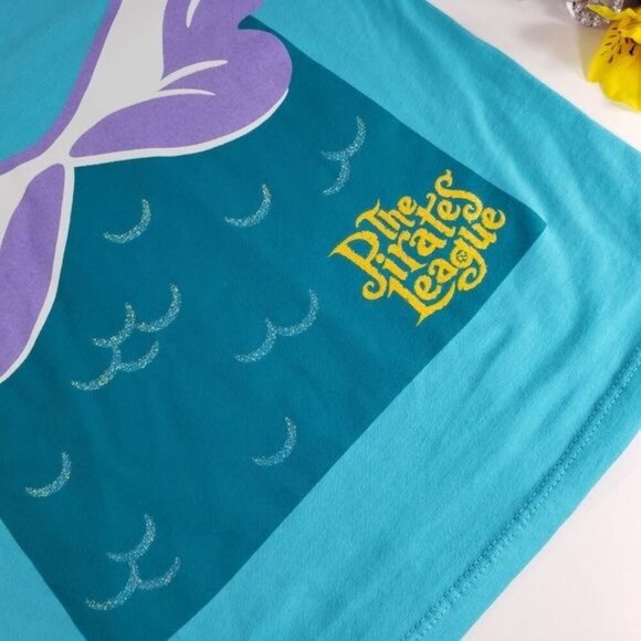 Disney Little Mermaid Blouse Girls Pirates League Short Sleeve Graphic Tee Shirt - Picture 3 of 10